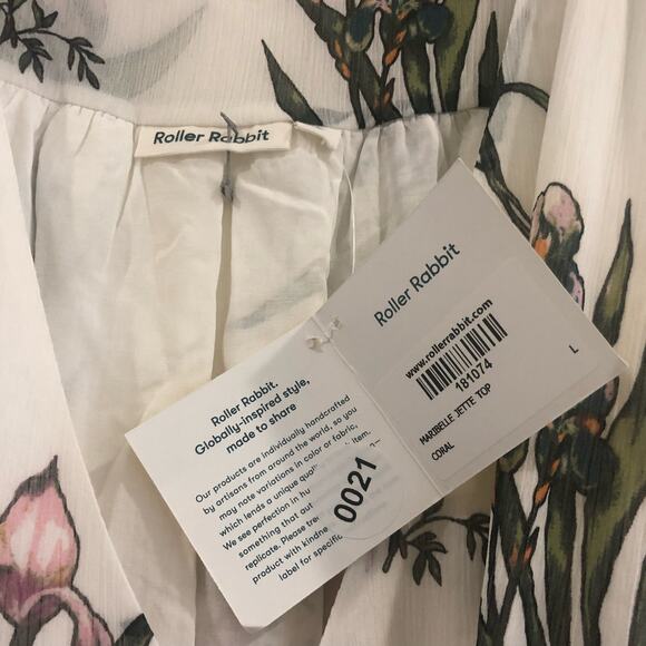 Roller Rabbit Condesa Bouquet Gertrude Floral Maxi Wrap Dress White Size L  NWT - Picture 7 of 7